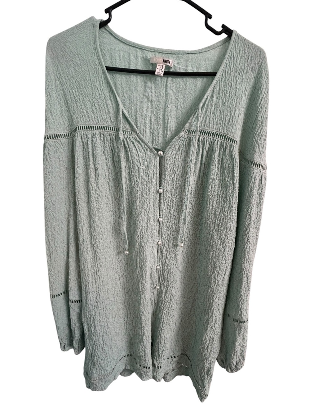 NWT Amuse Society Mint Green Textured Boho Romper Size Small